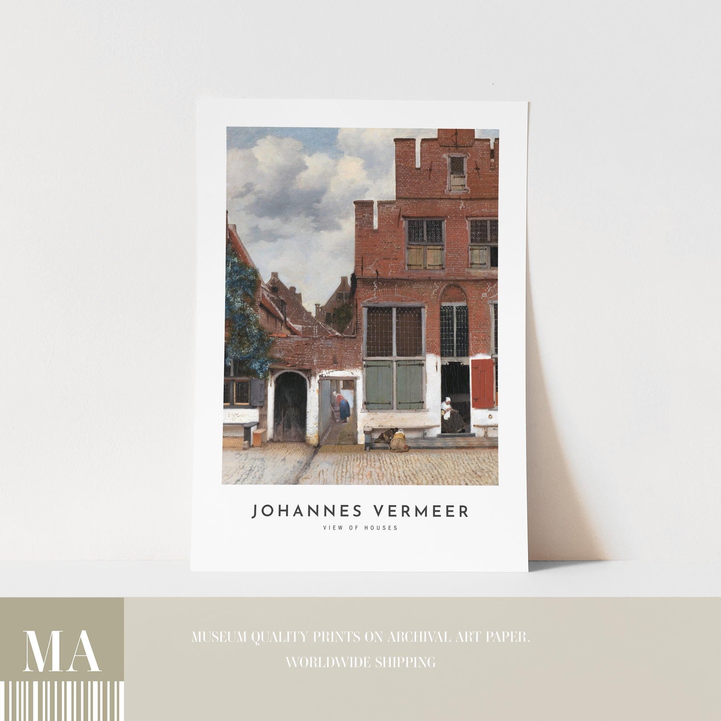 Johannes Vermeer -  View of Houses in Delft, Known as ‘The Little Street Print