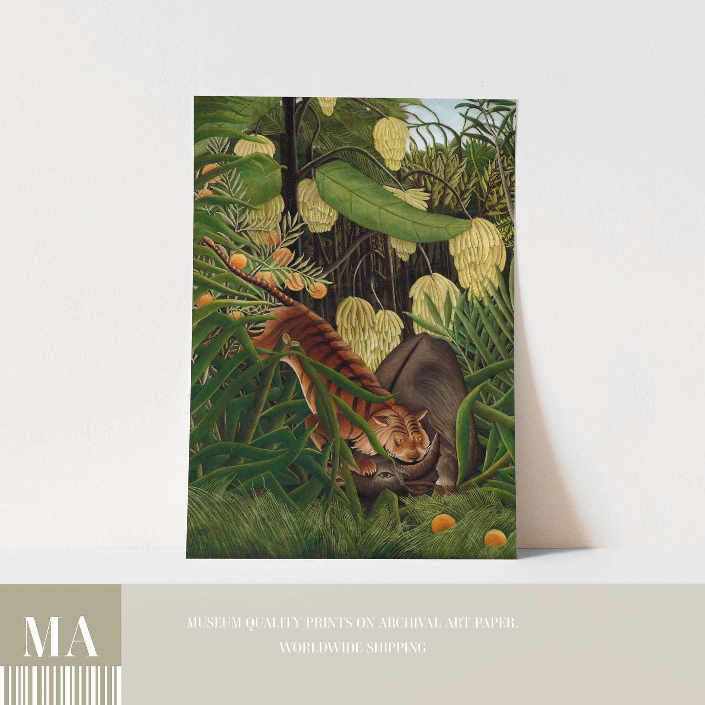 Henri Rousseau - Tiger vs Buffalo Print