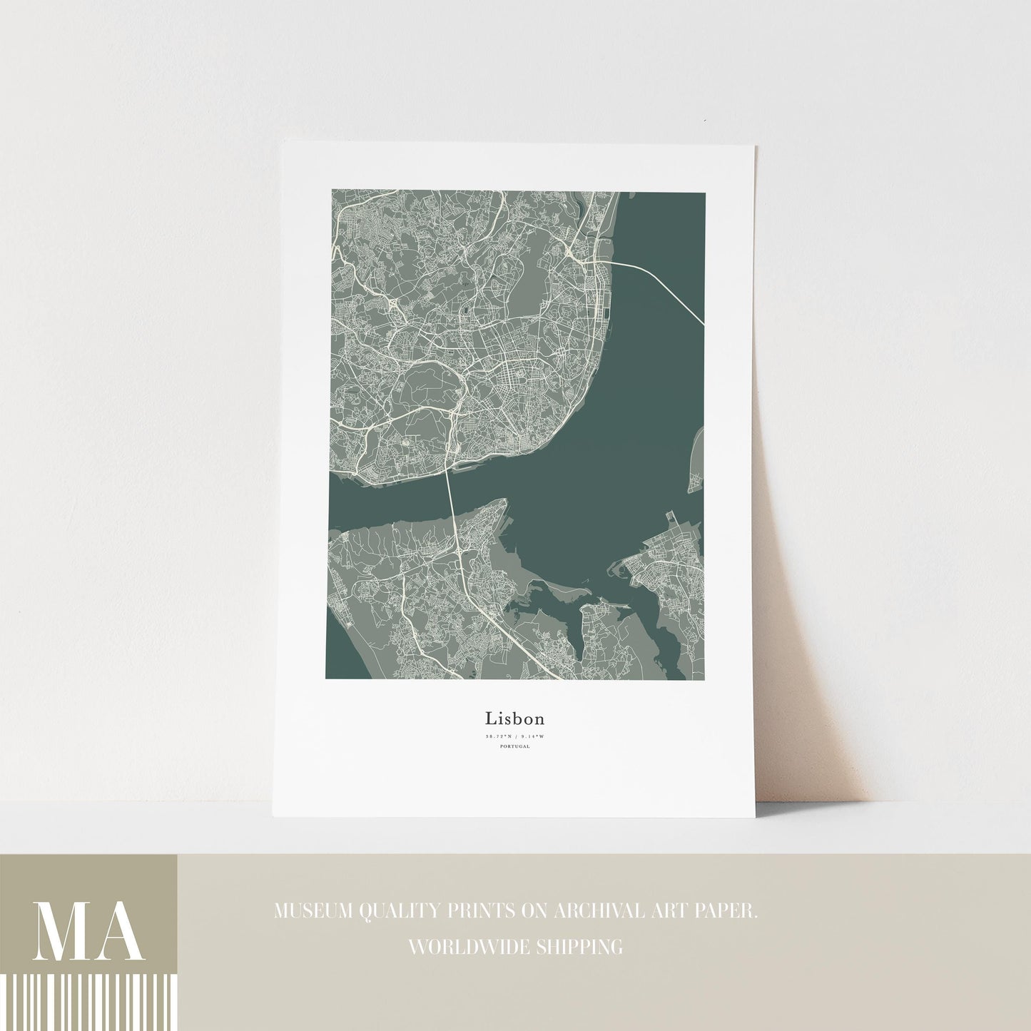 Lisbon City Map Print