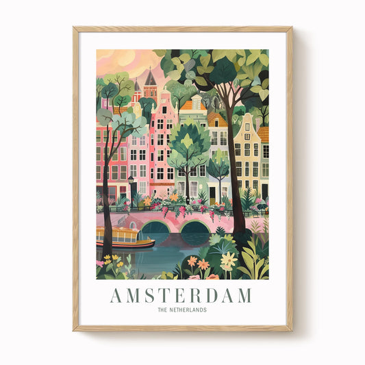 Amsterdam Colourful Canal Houses Print