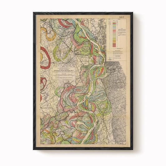 Harold Fisk Mississippi River Map Print, Osceola AR to Memphis TN, Plate 22, Sheet 5