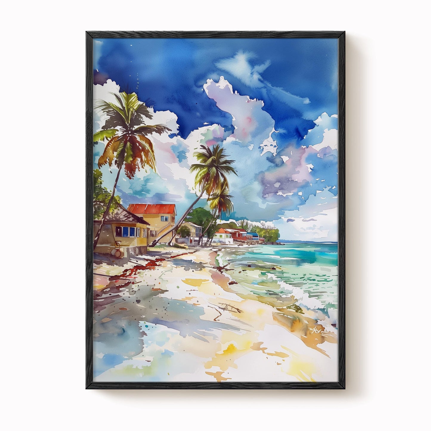 Barbados Beach Watercolour Print