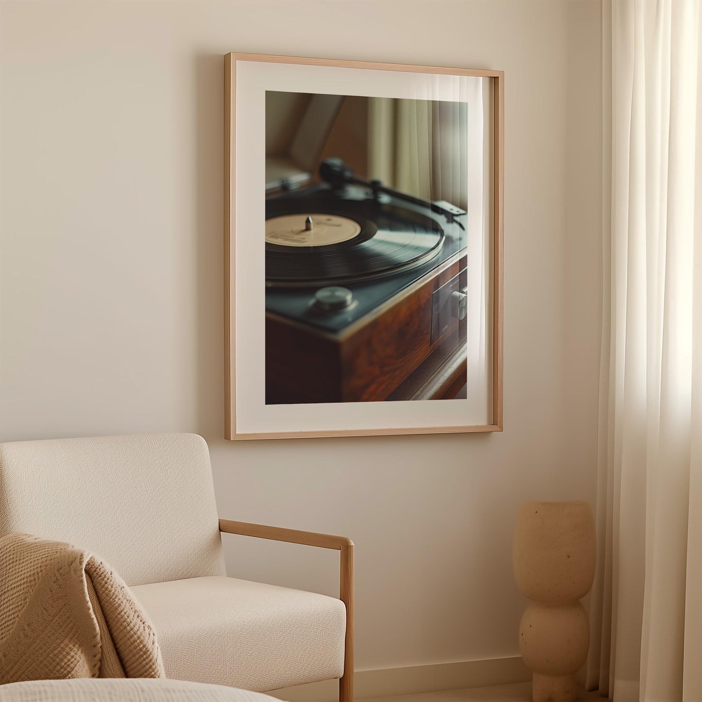 Vinyl Record Player Print – Classic Music Wall Art | Retro Music Decor