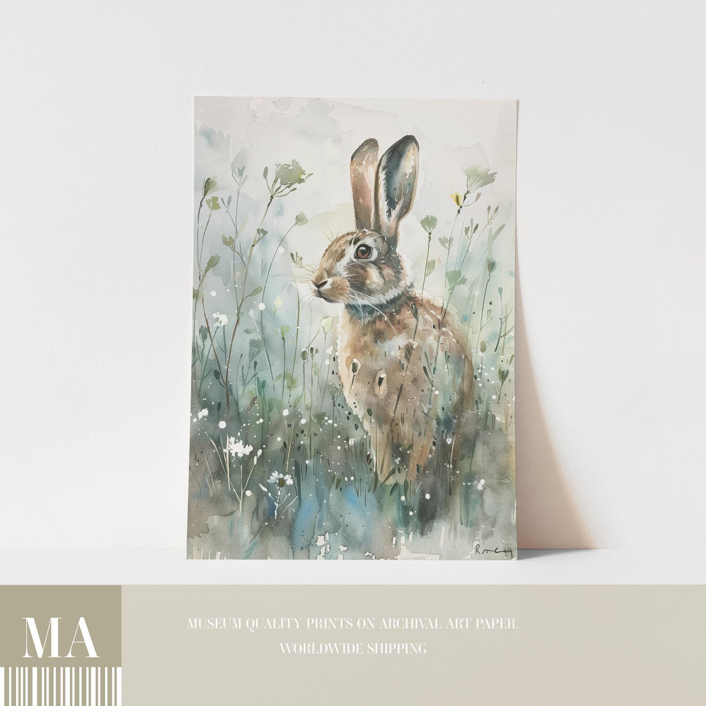 Hare in Wildflower Meadow Print