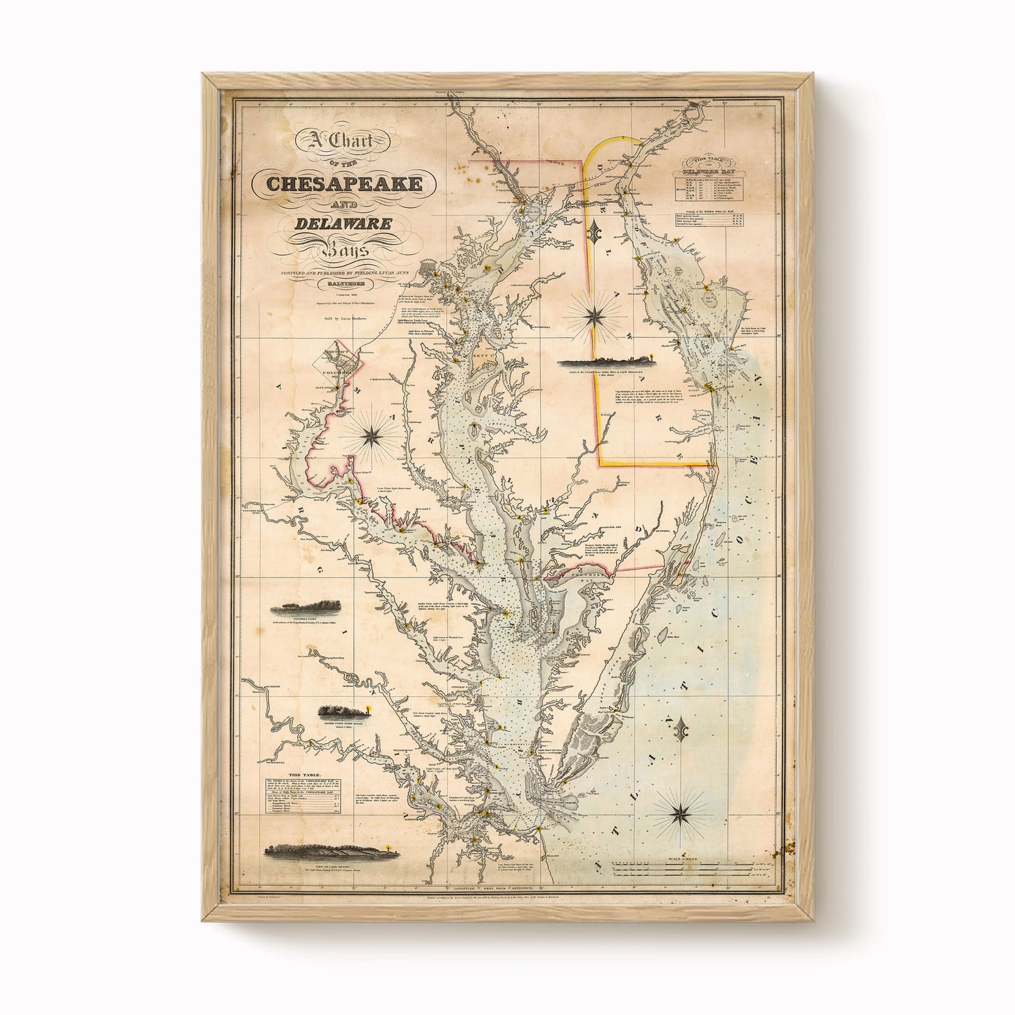 The image is a historical map of the Chesapeake Bay region in the United States, depicting the bay, surrounding areas, and the Chesapeake Bay itself.