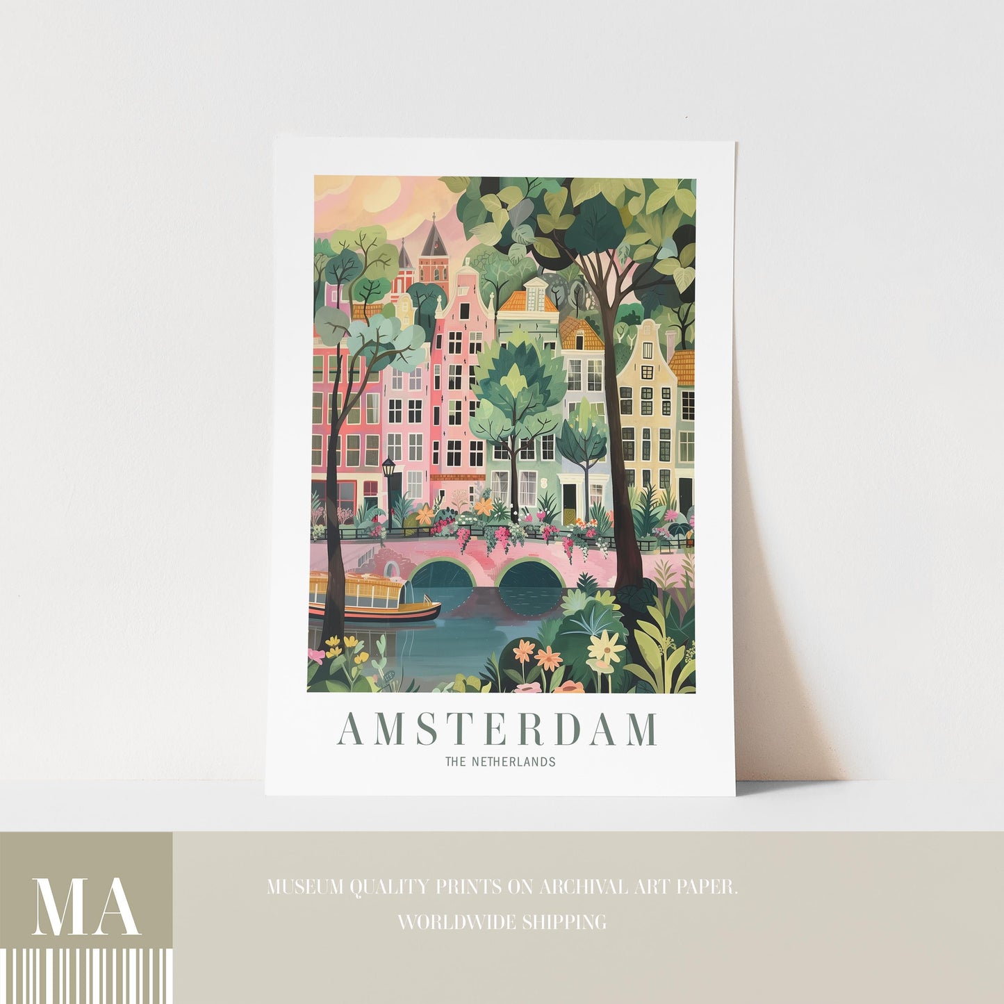 Amsterdam Colourful Canal Houses Print