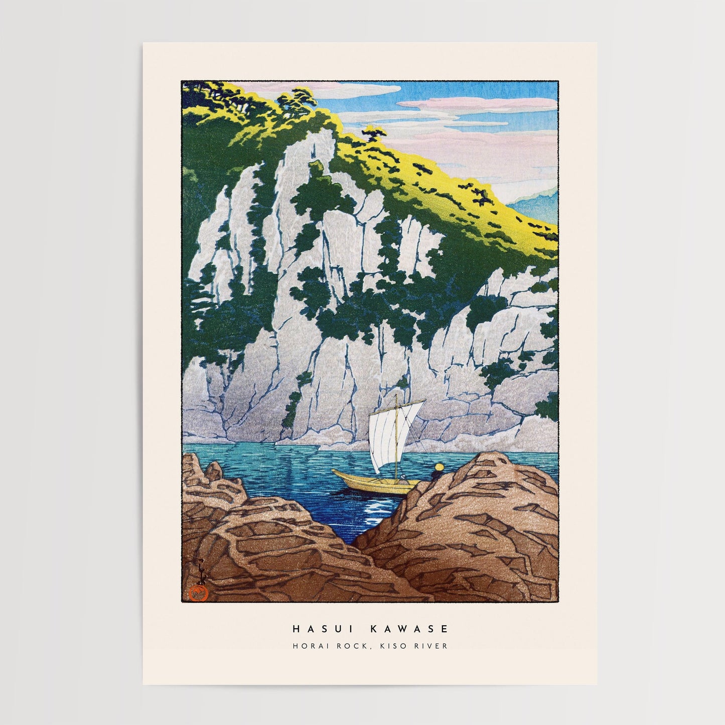 Hasui Kawase - Horai Rock, Kiso River Print