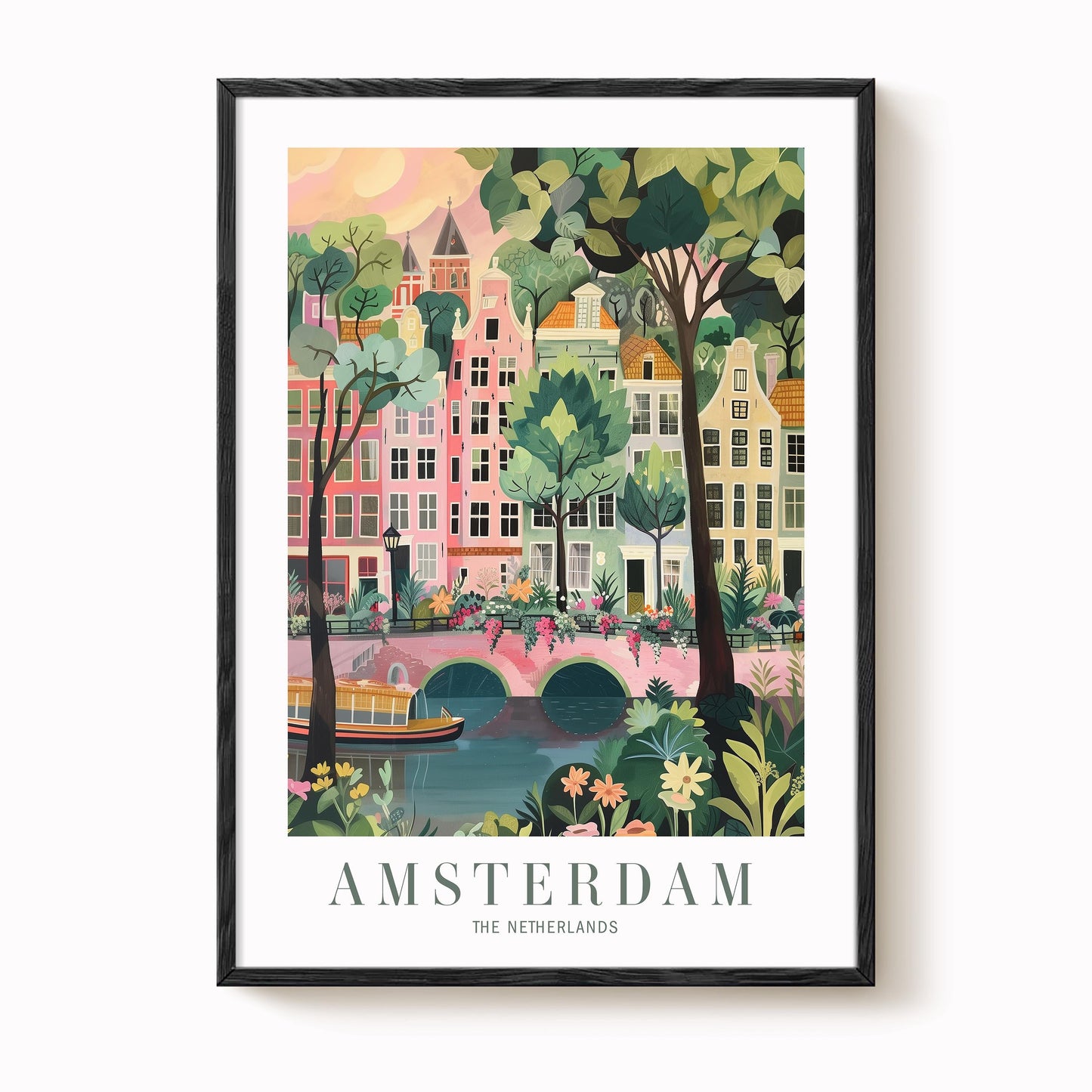 Amsterdam Colourful Canal Houses Print