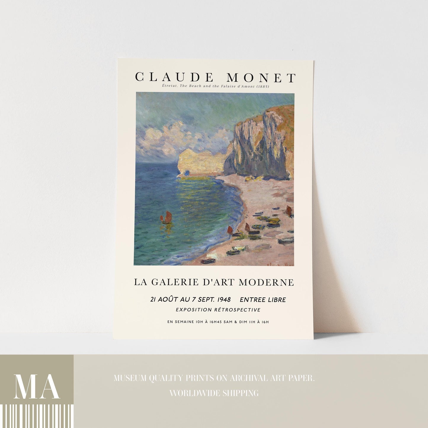 Monet - Beach at Étretat Print