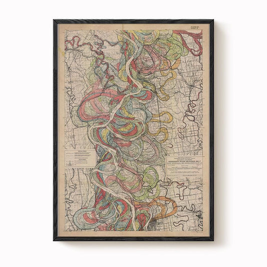 Harold Fisk Mississippi River Map Print, Rosedale to Greenville, Plate 22, Sheet 8