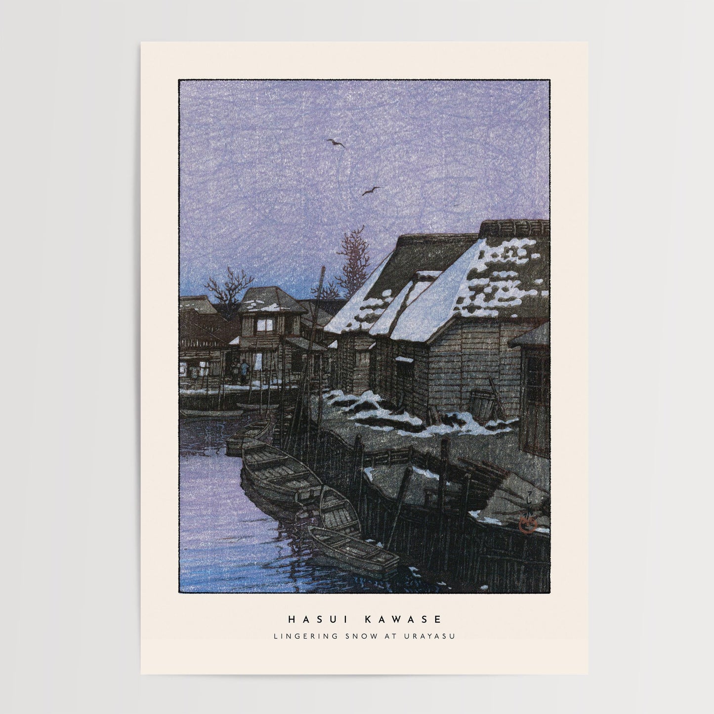 Hasui Kawase - Lingering Snow At Urayasu Print