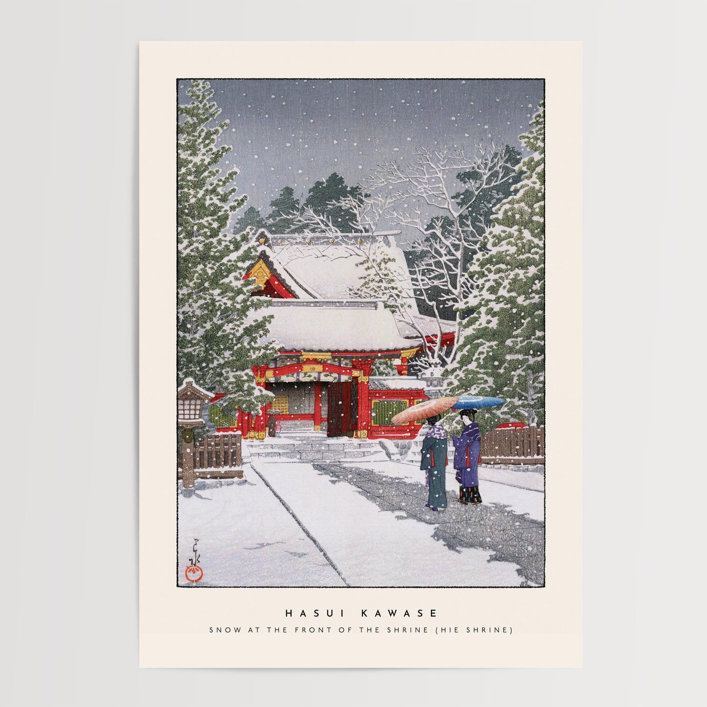 Hasui Kawase - Snow At The Front of the Temple, Hie Shrine Print