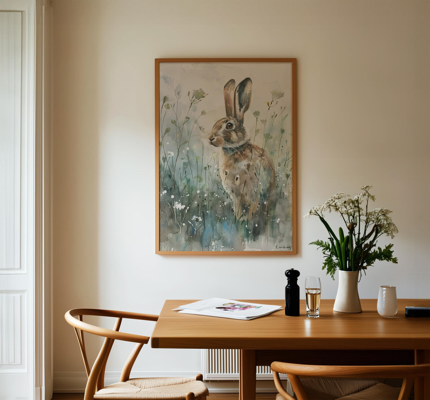 Hare in Wildflower Meadow Print