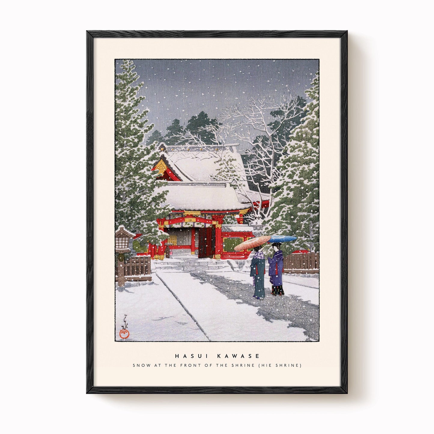 Hasui Kawase - Snow At The Front of the Temple, Hie Shrine Print