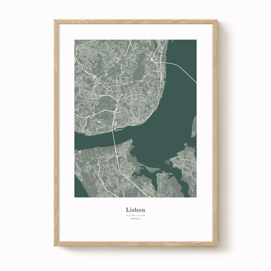 Lisbon City Map Print