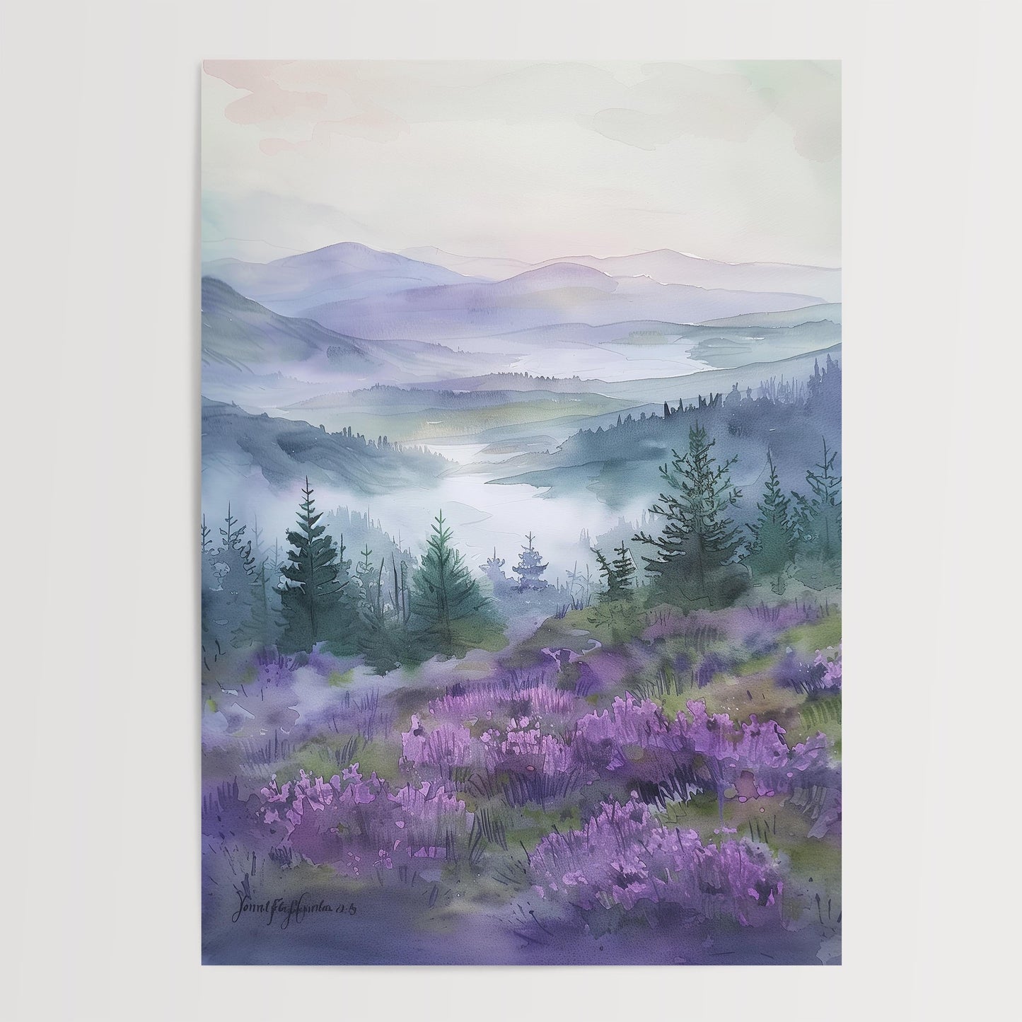 Scottish Highlands Misty Morning Print