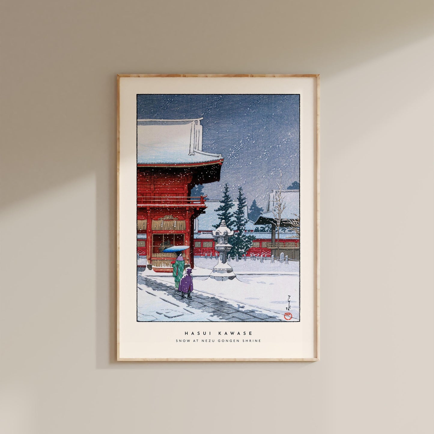 Hasui Kawase - Snow At Nezu Gongen Shrine Print