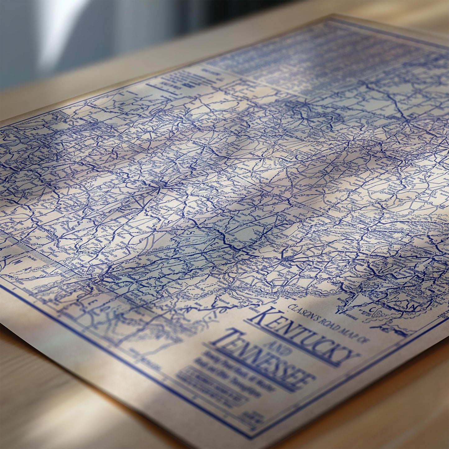 The image is a detailed map of Kentucky and Tennessee, with various roads and landmarks clearly marked.