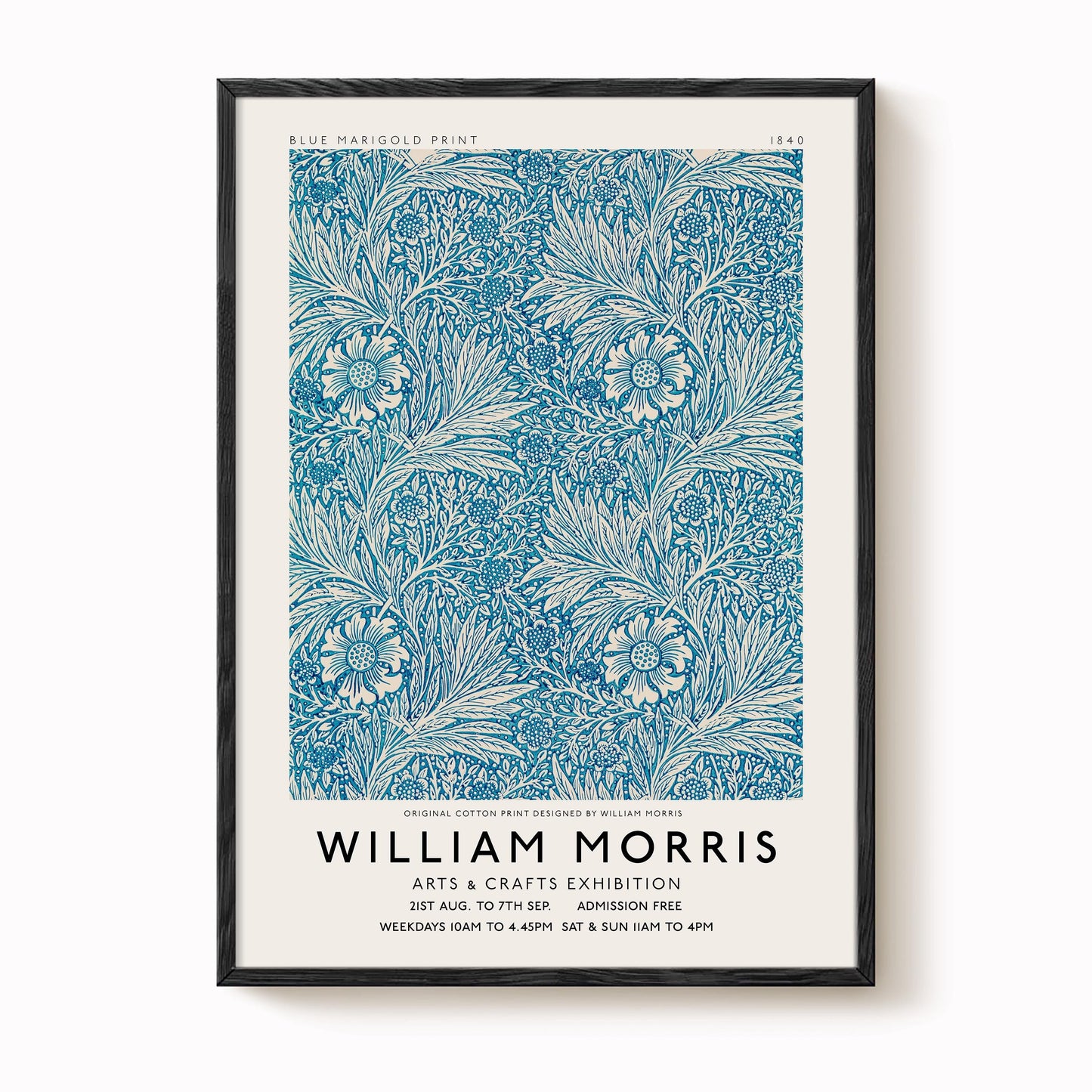 William Morris - Blue Marigold Pattern Print