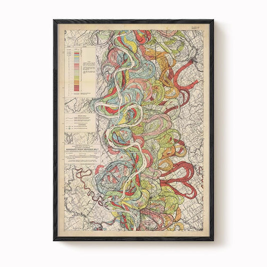 Harold Fisk Mississippi River Map Print, Helena AR to Rosedale MS, Plate 22, Sheet 7