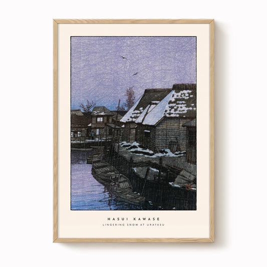 Hasui Kawase - Lingering Snow At Urayasu Print