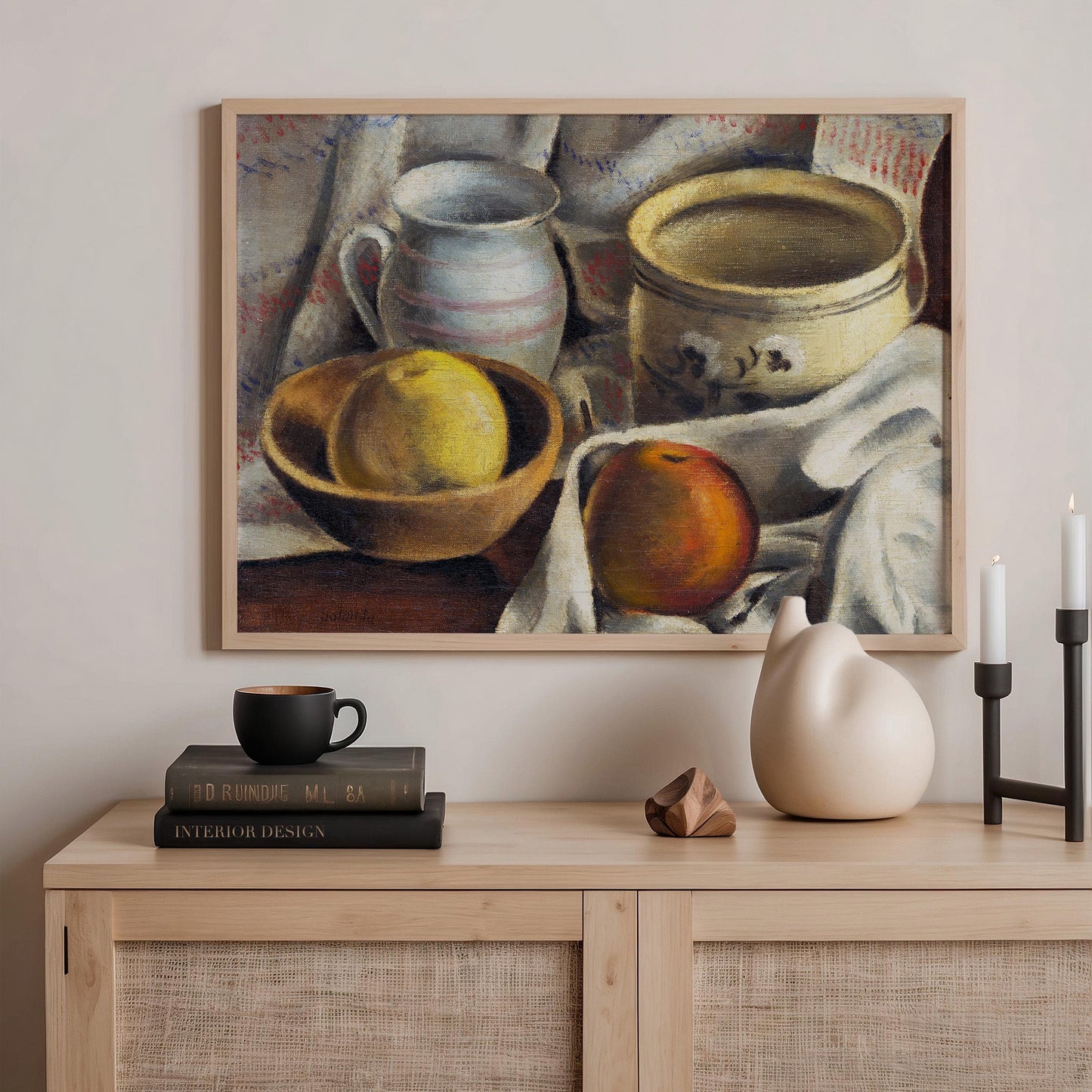 Mikuláš Galanda - Still Life with Ceramic Pots and Apples Print