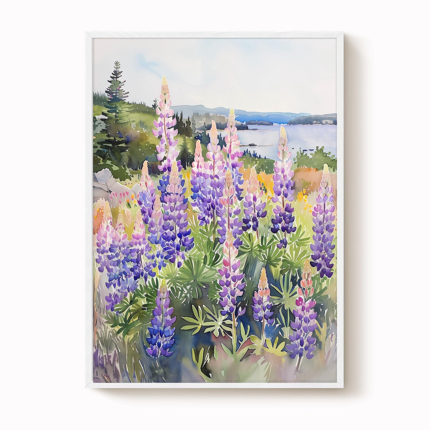 Lupin Meadow Watercolor Art Print
