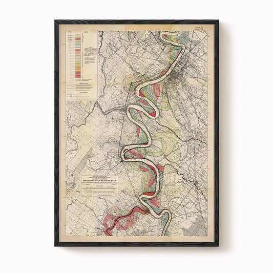Harold Fisk Mississippi River Map Print, Baton Rouge to New Orleans, Plate 22, Sheet 15