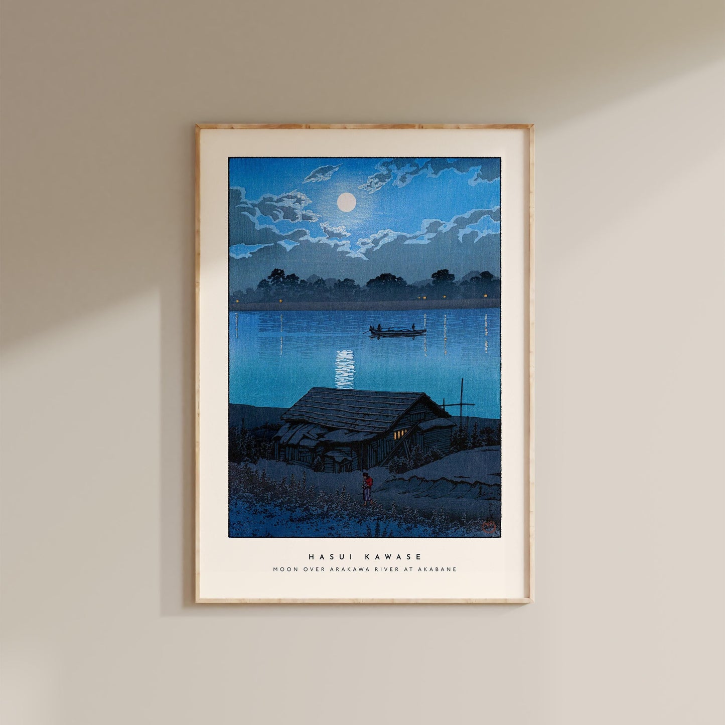 Hasui Kawase - Moon Over Arakawa River At Akabane Print