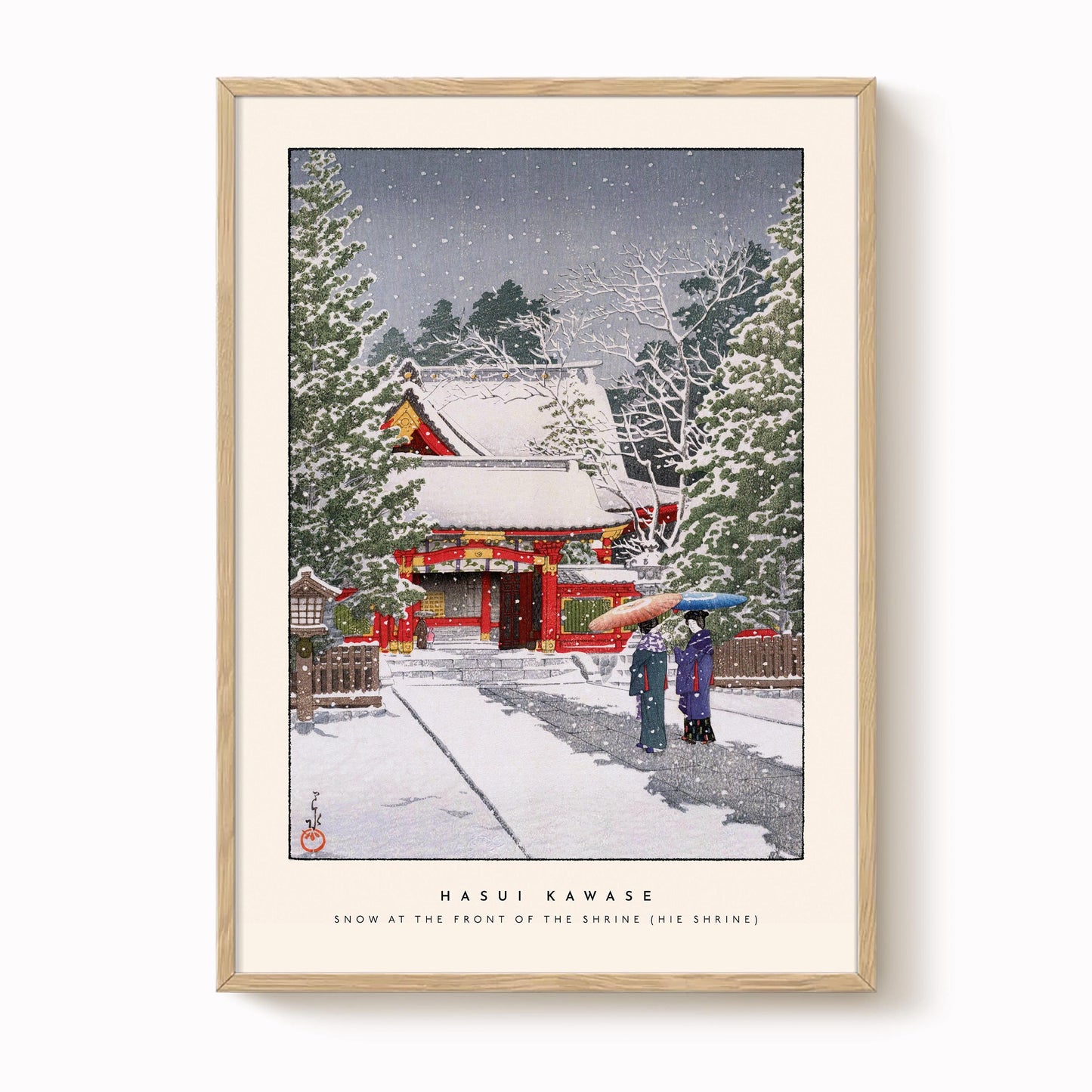 Hasui Kawase - Snow At The Front of the Temple, Hie Shrine Print