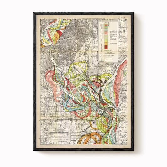 Harold Fisk Mississippi River Map Print, Cairo, IL to Commerce, MO, Plate 22, Sheet 1