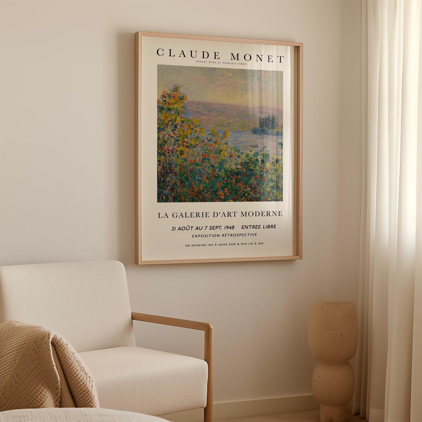 Monet - Flower Beds at Vétheuil Print