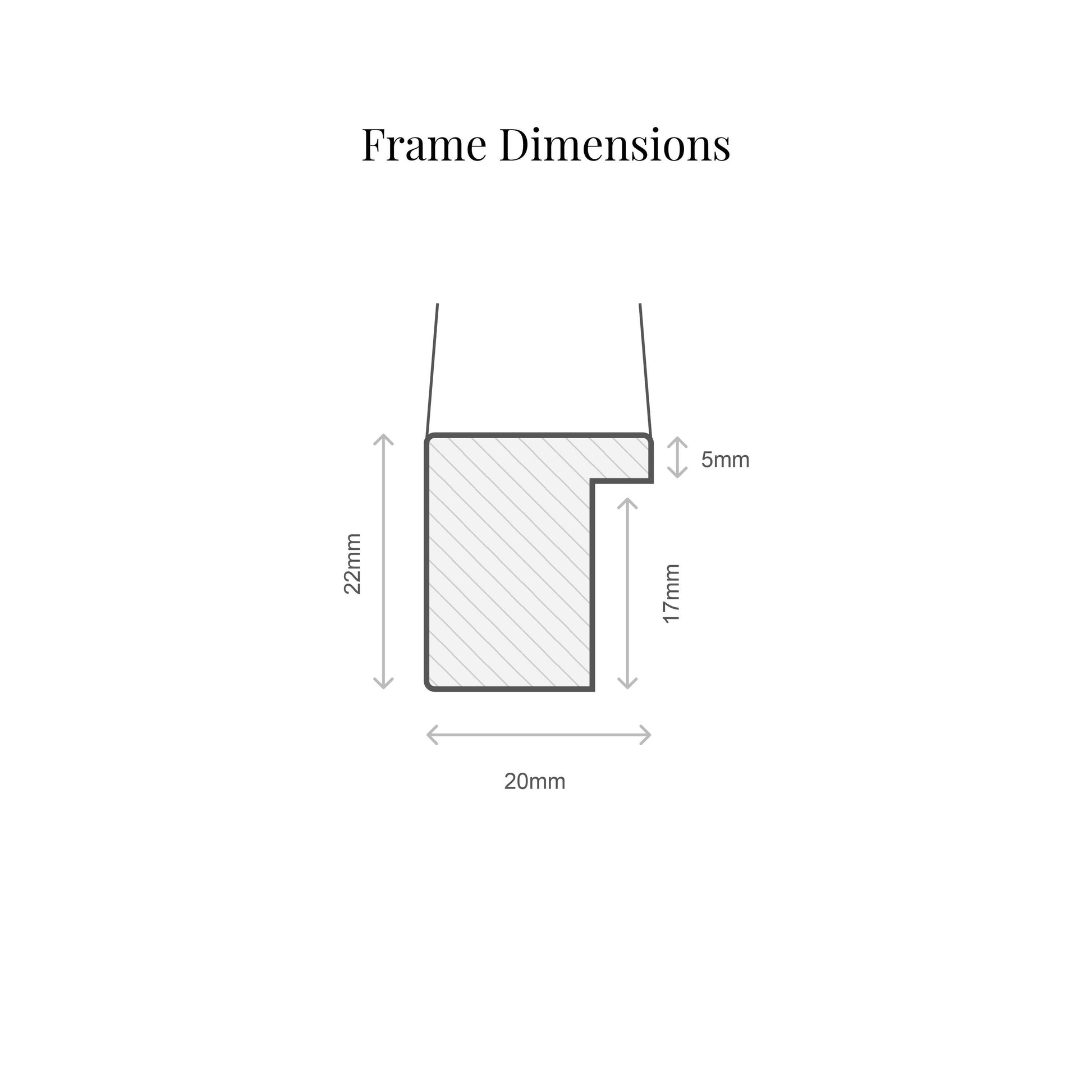 a frame with dimensions of 22mm by 17mm and 20mm.