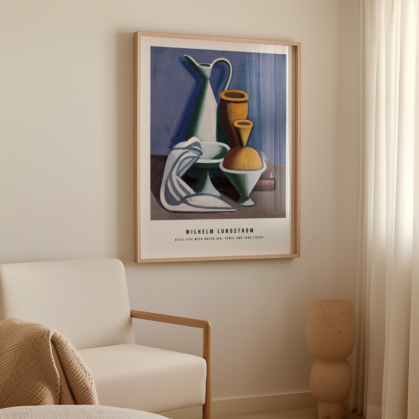 Vilhelm Lundstrøm - Still Life with Water Jug, Towel and Jars Print