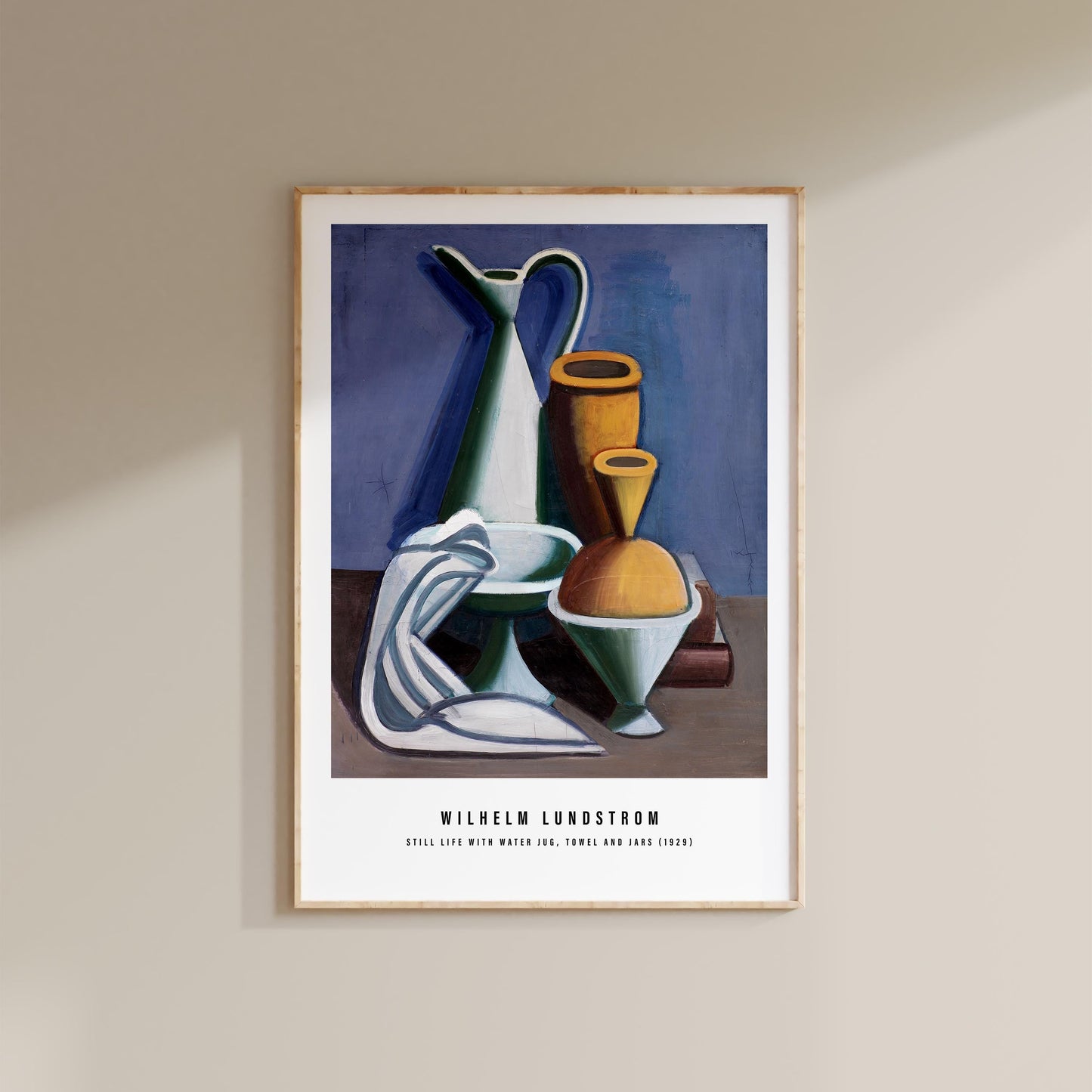 Vilhelm Lundstrøm - Still Life with Water Jug, Towel and Jars Print