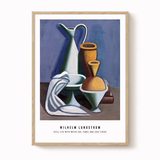 Vilhelm Lundstrøm - Still Life with Water Jug, Towel and Jars Print