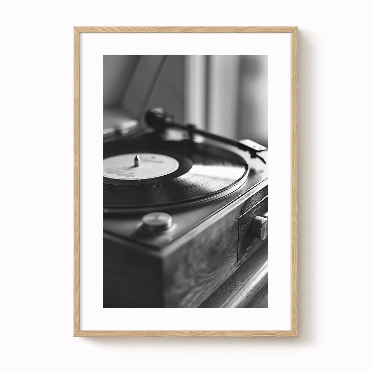 Record Player Art Print - Minimalist Black and White Vinyl Wall Decor