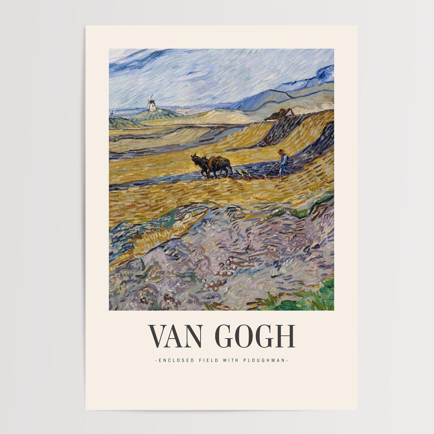 Van Gogh - Enclosed Fields with Ploughman