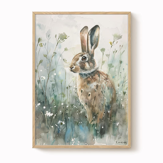 Hare in Wildflower Meadow Print